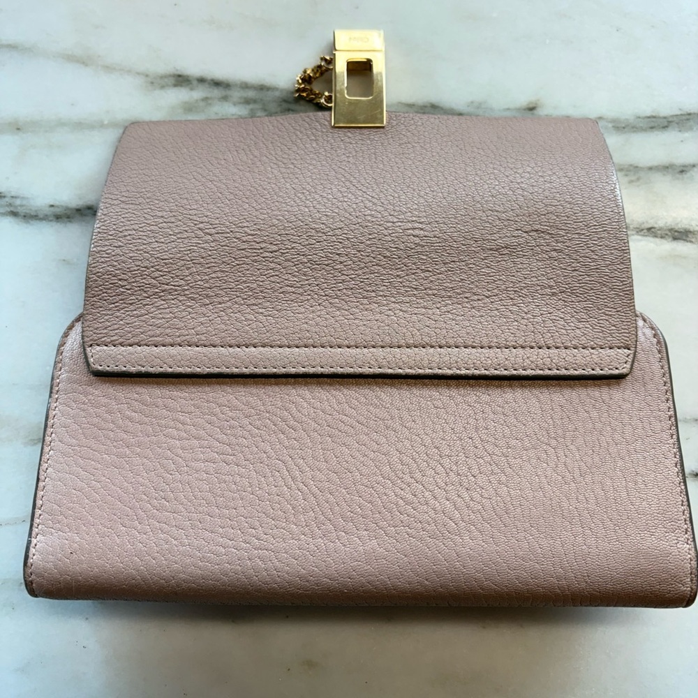 Chloe Drew Leather Long Wallet in Pink, Gold Hardware - Picture 5 of 14